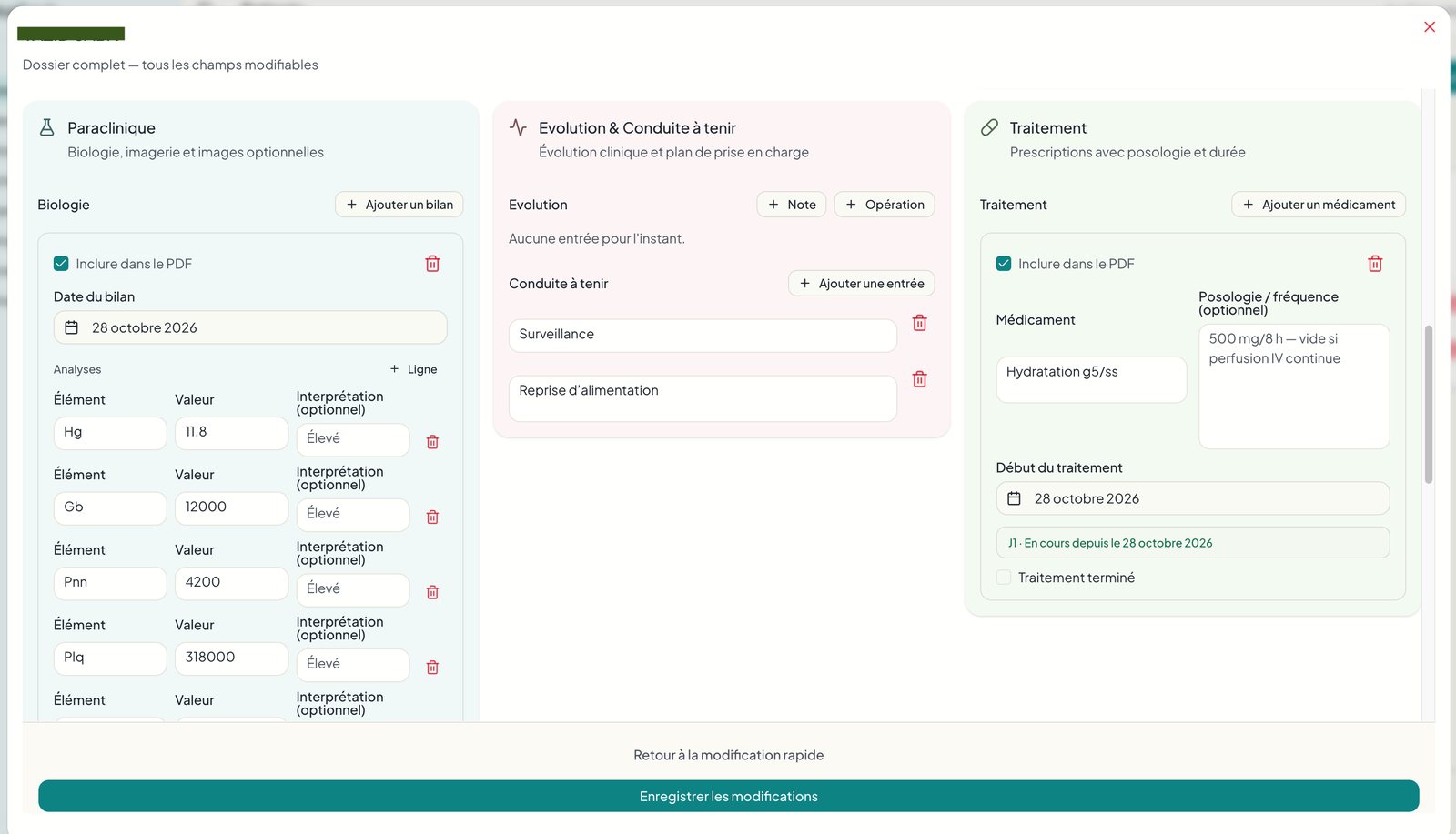 SituaTrack full patient record on desktop